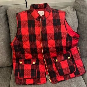 St. John’s Bay Red/Black Plaid Vest, Size 2X